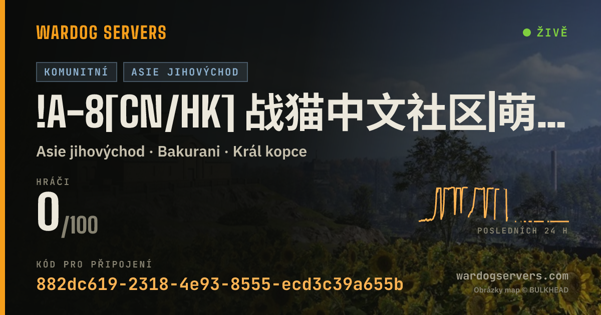 Živý stavový banner serveru !A-8[CN/HK] 战猫中文社区|萌新保护限制KD10禁止武装载具|轻步战打灰|Q953273555