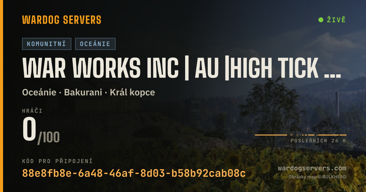 Živý stavový banner serveru War Works Inc | AU |High Tick Rate