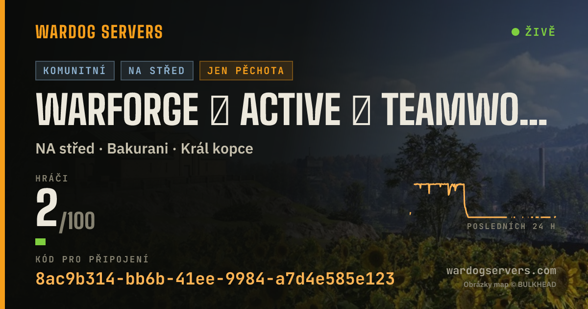 Živý stavový banner serveru WARFORGE ★ Active ★ Teamwork/Mics ★ Discord.gg/JoinWarforge
