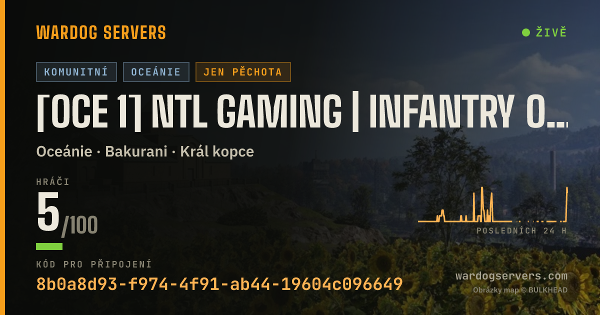 Živý stavový banner serveru [OCE 1] NTL Gaming | Infantry Only | discord.gg/NTLGaming