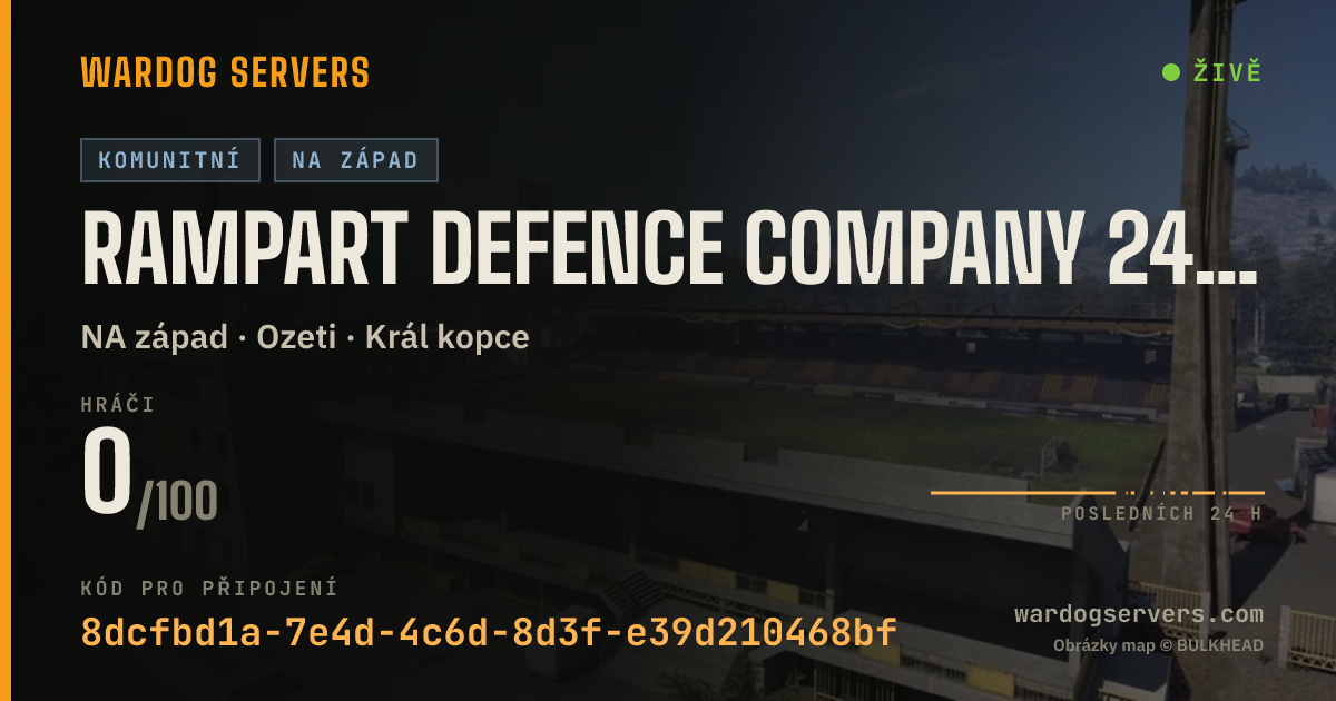 Živý stavový banner serveru Rampart Defence Company 24/7 Rain