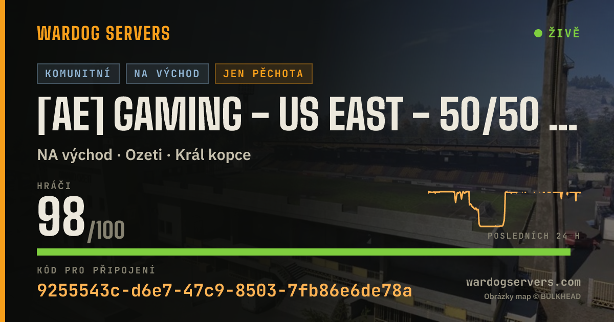 Živý stavový banner serveru [AE] GAMING - US EAST - 50/50 #6 - (T) AERECRUIT.COM