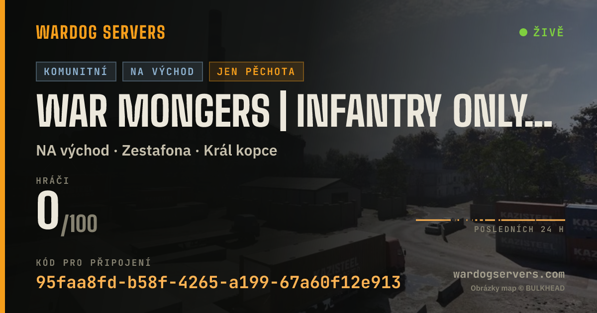 Živý stavový banner serveru War Mongers | Infantry Only | https://discord.gg/warmongers