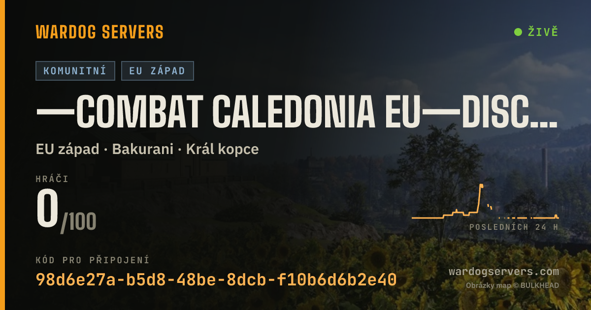 Živý stavový banner serveru COMBAT CALEDONIA [EU] DISCORD COMMUNITY | STATS | VIP | 5%BOOST