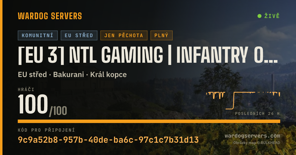 Živý stavový banner serveru [EU 3] NTL Gaming | Infantry Only 50v50 | discord.gg/NTLGaming
