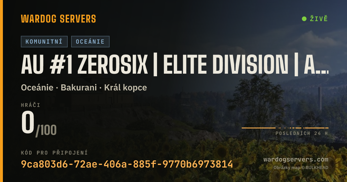 Živý stavový banner serveru AU #1 ZEROSIX | ELITE DIVISION | ACTIVE ADMINS | NO GL