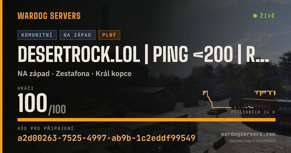 Živý stavový banner serveru Desert Rock Garrison | Ping <200 | Rain + New Spawns | discord.d