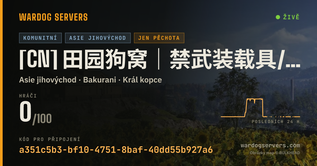 Živý stavový banner serveru [CN] 田园狗窝｜禁武装载具/榴弹炮/圈外活动｜高强度反作弊｜QQ群：812619268