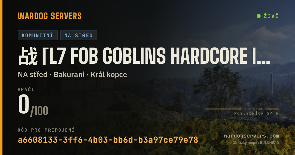 Živý stavový banner serveru 战 [L7 FOB Goblins HARDCORE infantry] - discord.gg/vkSYc4YyfZ