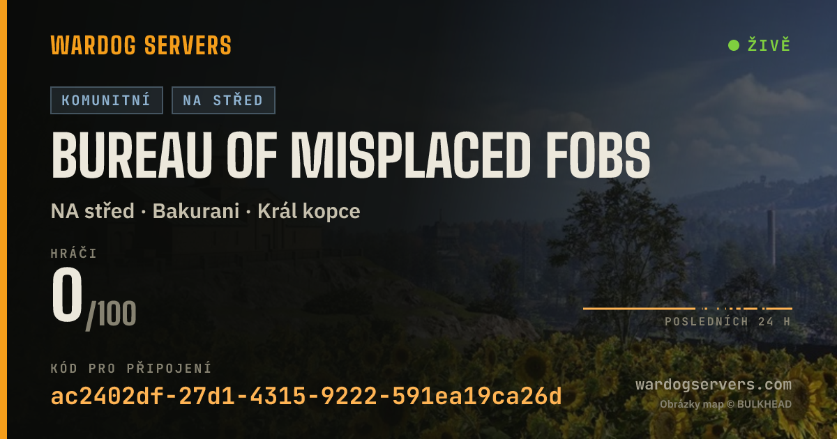 Živý stavový banner serveru Bureau of Misplaced FOBs