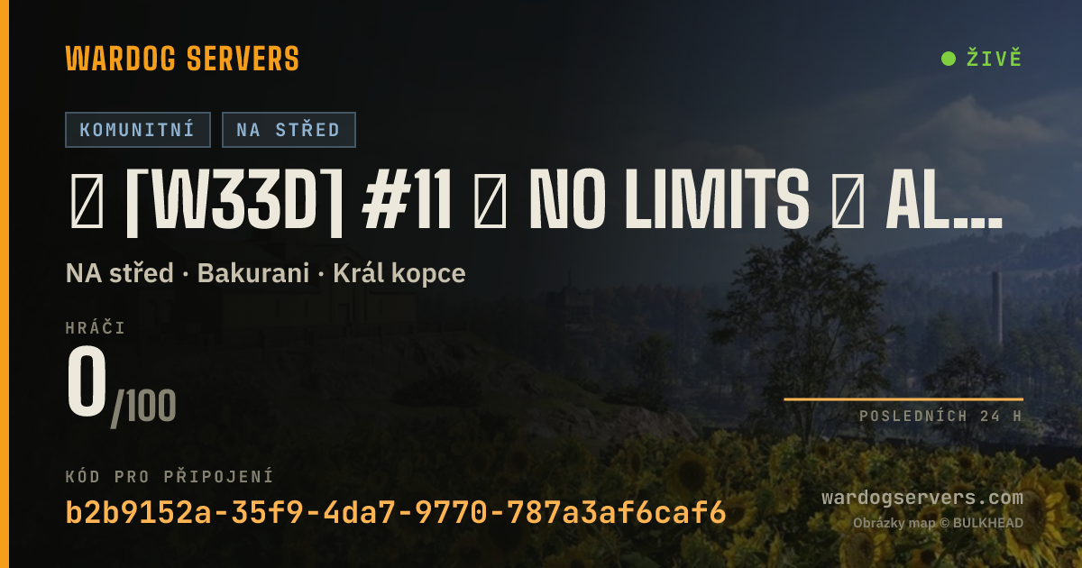 Živý stavový banner serveru ★ [W33D] #11 ★ NO LIMITS ★ ALL 3 TEAMS ★ Wardogs.host
