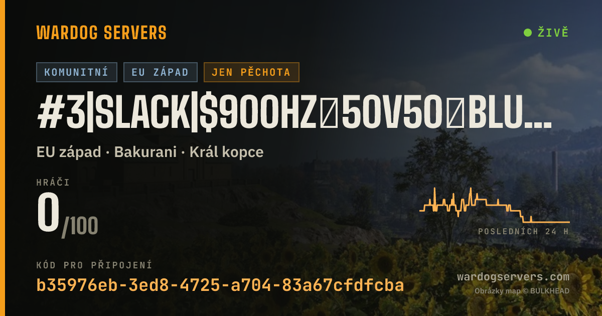 Živý stavový banner serveru #3|SLACK|$900HZ★50v50★BLUE🆅GREEN★NO SNIPERS/DMRs