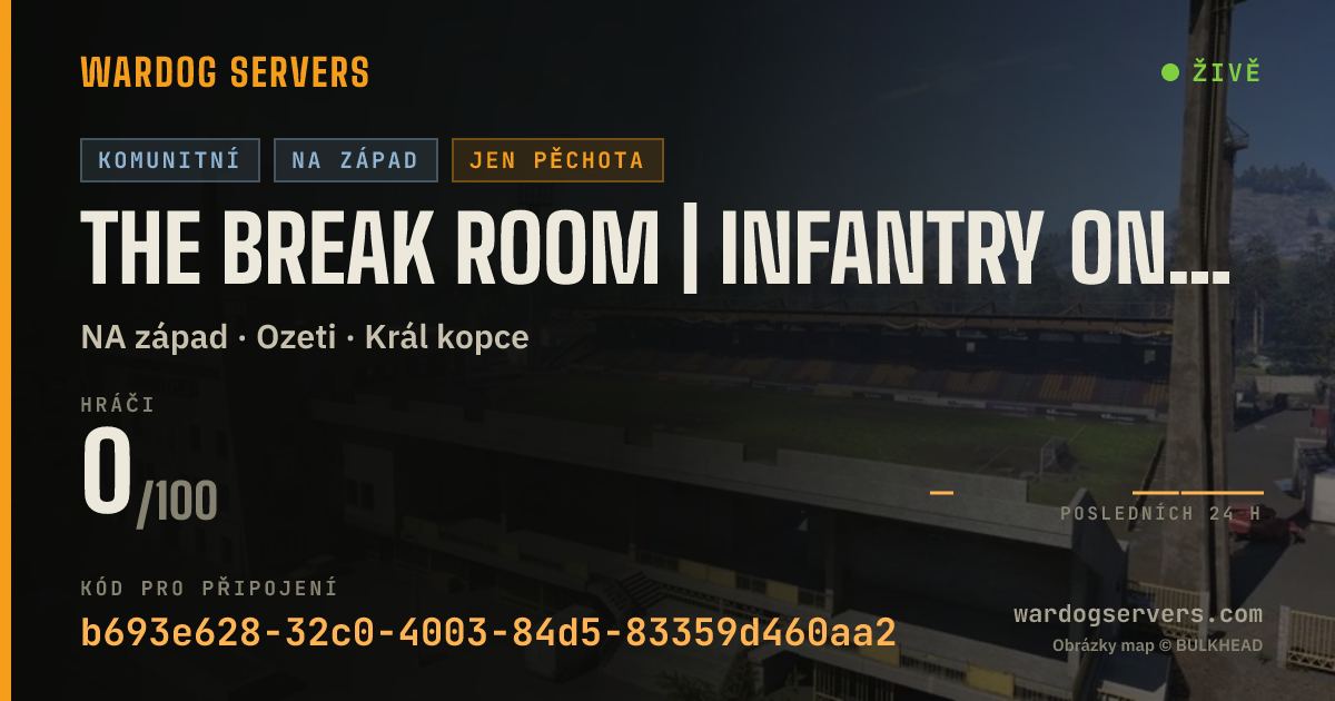 Živý stavový banner serveru The Break Room | Infantry Only | No GL Heli