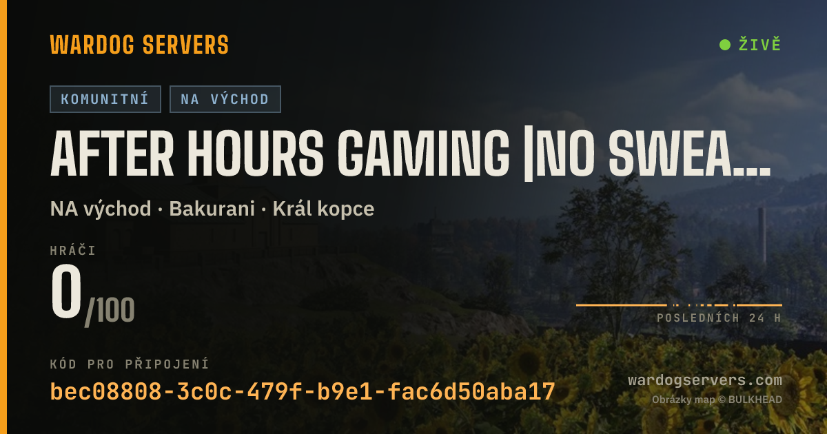 Živý stavový banner serveru AFTER HOURS Gaming |no sweat gaming | no GL heil