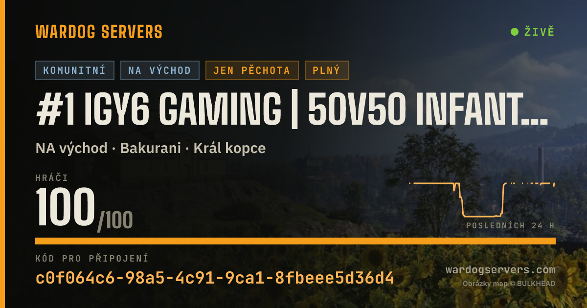 Živý stavový banner serveru #1 IGY6 GAMING | 50v50 INFANTRY | NO GL HELI | DISCORD.GG/IGY6