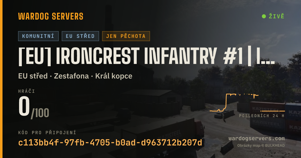 Živý stavový banner serveru [EU] Ironcrest INFANTRY #1 | IRONCREST.GG | discord.gg/ironcrest