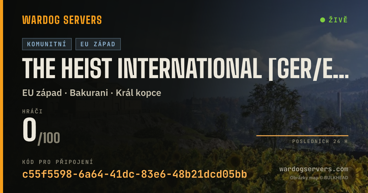 Živý stavový banner serveru The Heist International [GER/ENG] - Active Admins