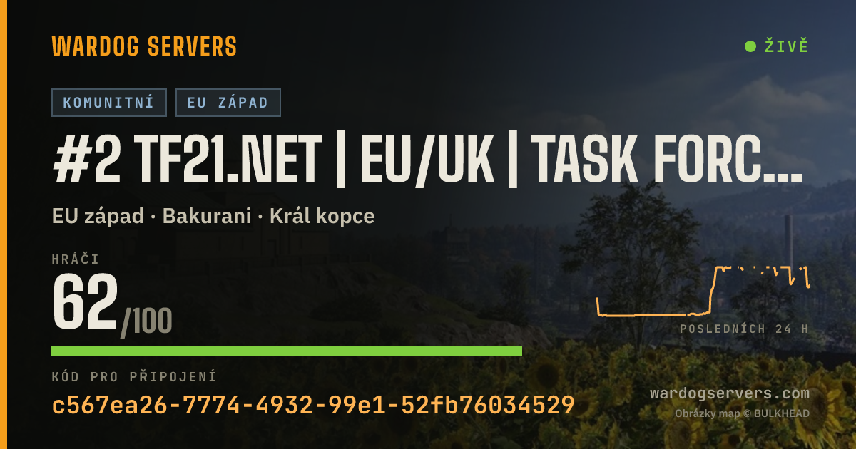 Živý stavový banner serveru #2 TF21.NET | EU/UK | Task Force 21 | Earn Prio | .gg/TF21