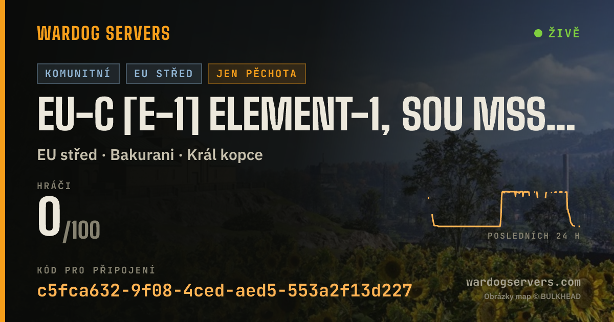 Živý stavový banner serveru EU-C [E-1] ELEMENT-1, SOU MSS → INFANTRY ONLY | 50/50