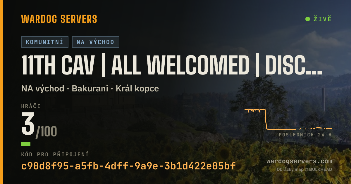 Živý stavový banner serveru 11th Cav | All Welcomed | Discord.gg/11th