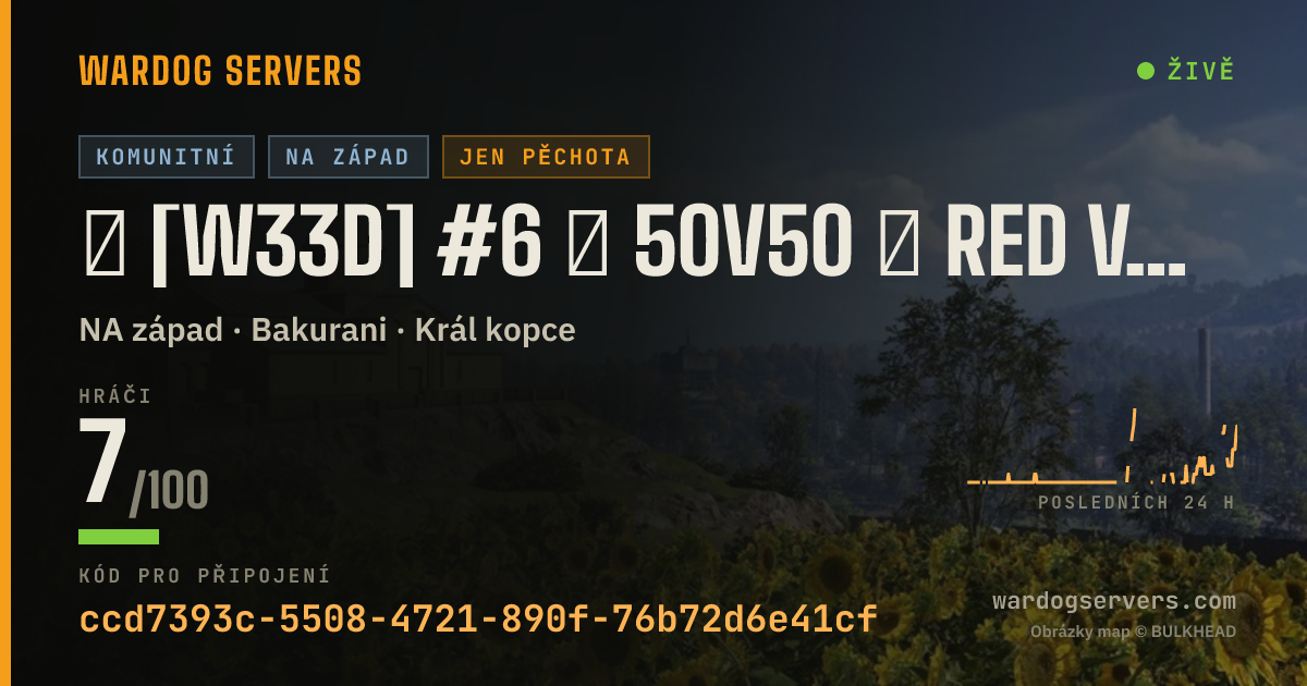 Živý stavový banner serveru ★ [W33D] #6 ★ 50v50 ★ RED vs GREEN ★ Wardogs.host