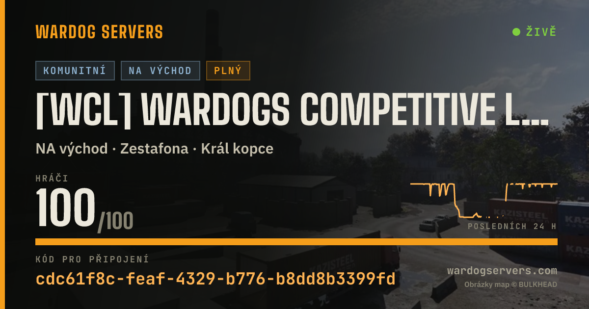 Živý stavový banner serveru [WCL] WARDOGS Competitive League | DISCORD.GG/cjb9qgKPP6
