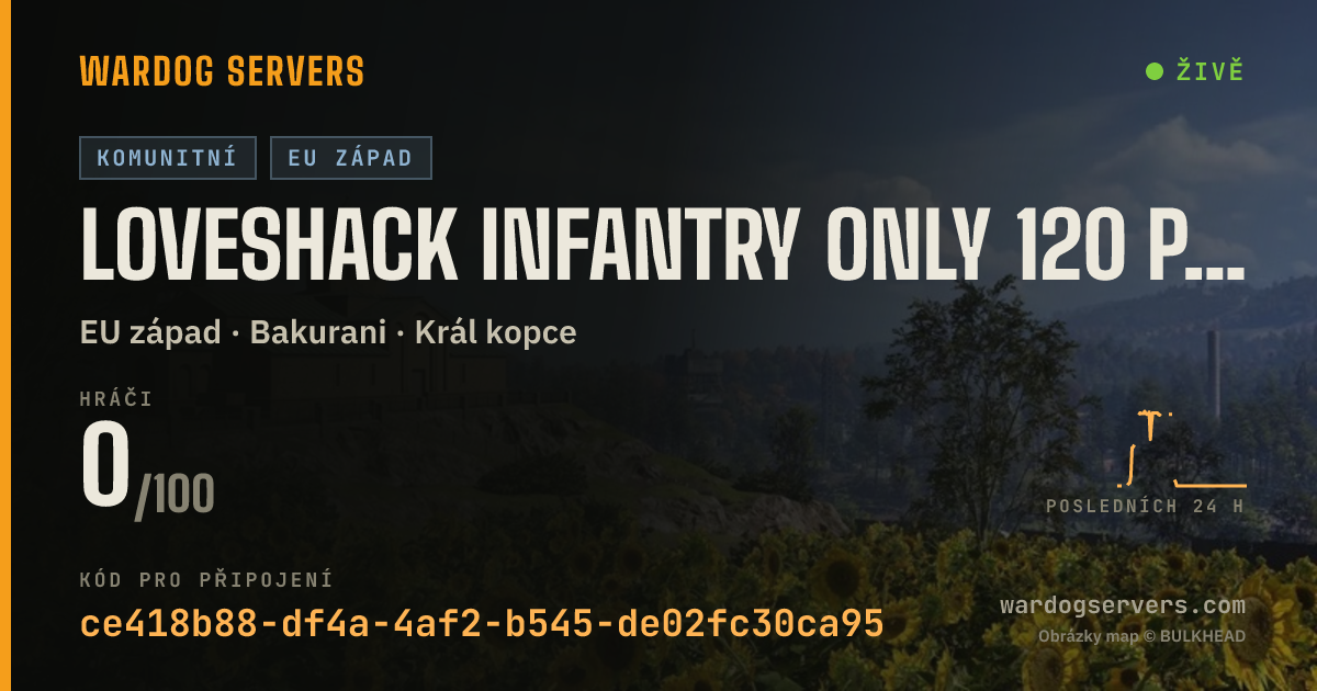Živý stavový banner serveru Loveshack Infantry Only 120 ping limit
