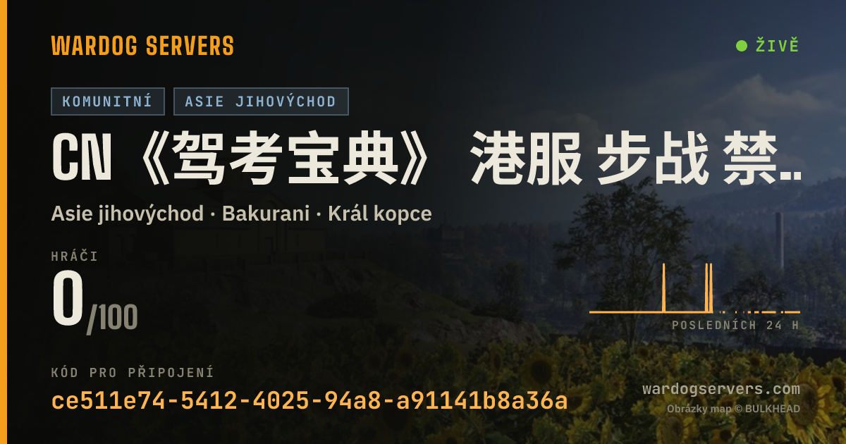 Živý stavový banner serveru CN《驾考宝典》 港服 步战 禁武装载具 AA 迫击炮 密集阵 榴弹 FAL 机枪 狙/连狙 禁跳边 反作弊BOT载入