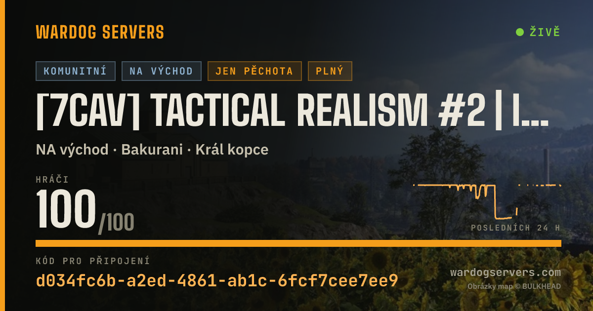 Živý stavový banner serveru [7CAV] Tactical Realism #2 | Infantry Only NO HELI + MGL | disco