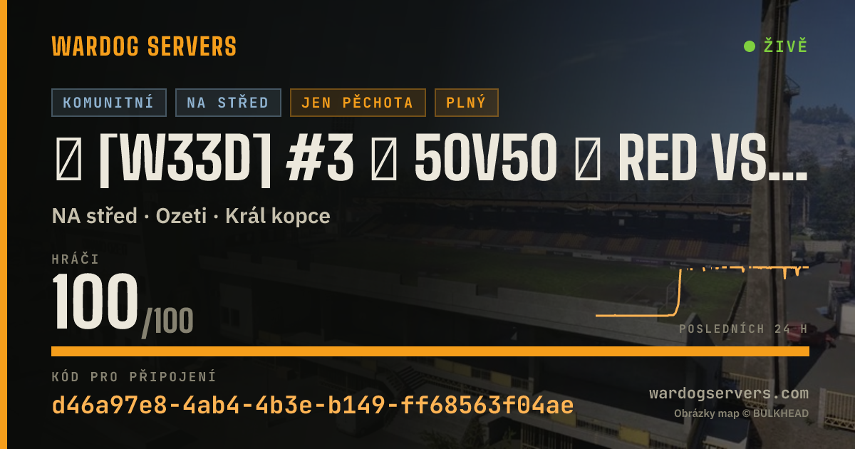 Živý stavový banner serveru ★ [W33D] #3 ★ 50v50 ★ RED vs GREEN ★ Wardogs.host