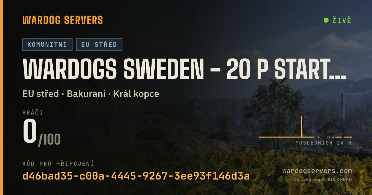 Živý stavový banner serveru WARDOGS SWEDEN - 20 p start, Max 100 ping