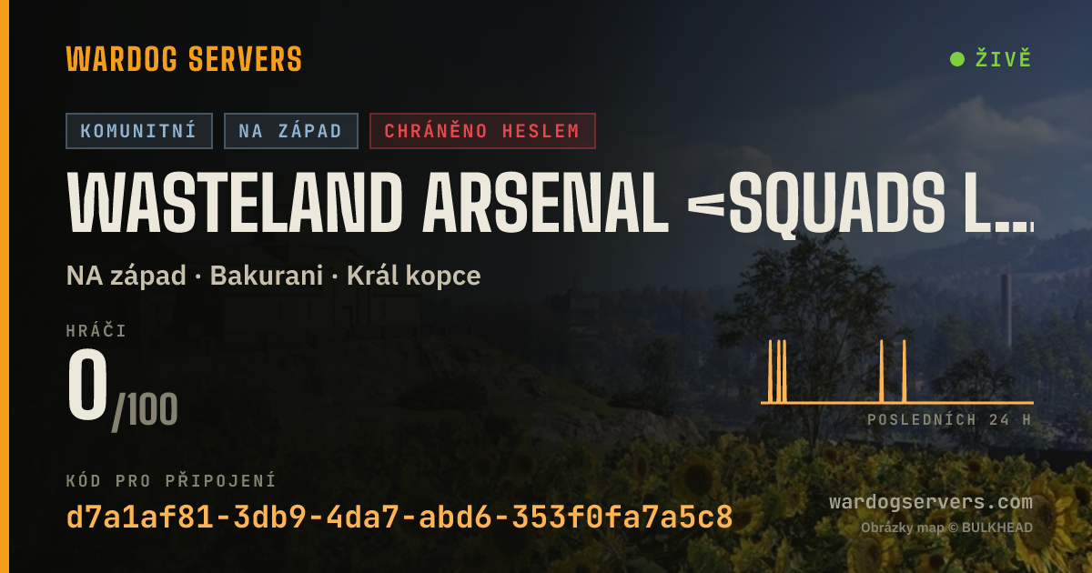 Živý stavový banner serveru WASTELAND ARSENAL <SQUADS LEADER > <Command-led-ops><Millitary>