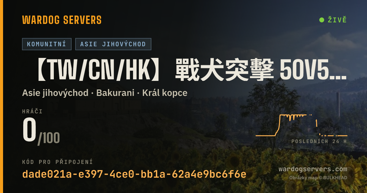 Živý stavový banner serveru 【TW/CN/HK】戰犬突擊 50v50｜ VAC反作弊 ｜管理常駐24h｜暖服防踢送免排隊 禁斷補壓家 ｜Q群：1070827