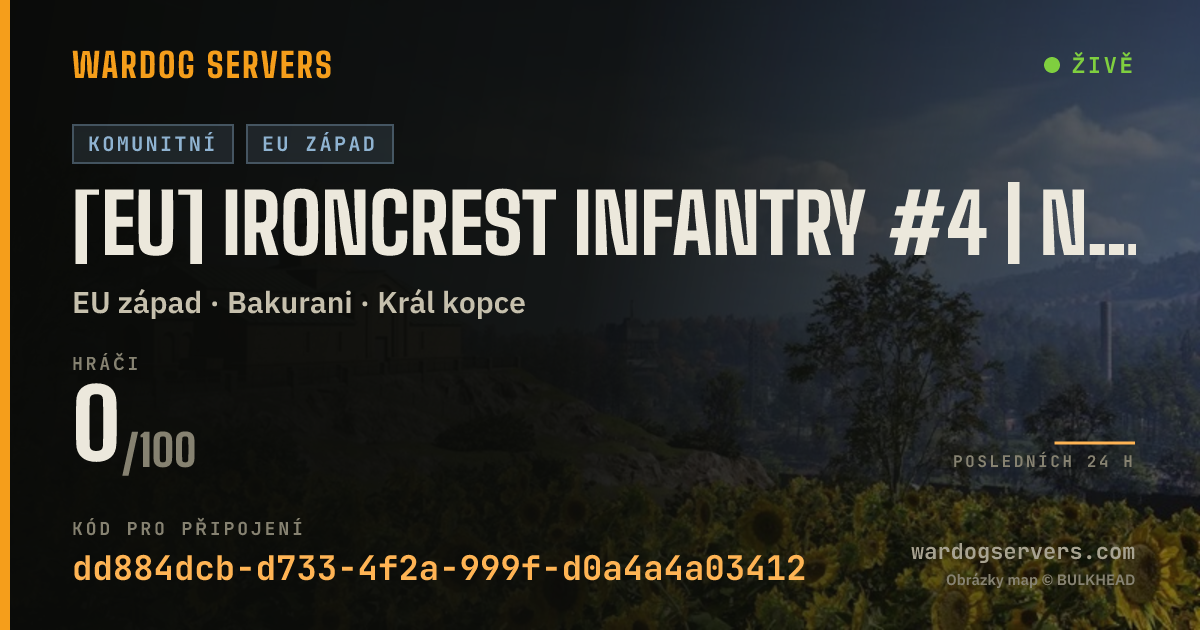 Živý stavový banner serveru [EU] Ironcrest INFANTRY #4 | NO GL & HELI COMBO | IRONCREST.GG