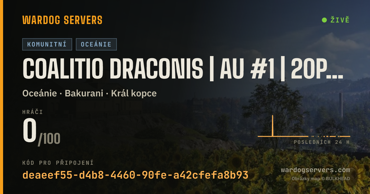 Živý stavový banner serveru Coalitio Draconis | AU #1 | 20P Start | discord.gg/draconis