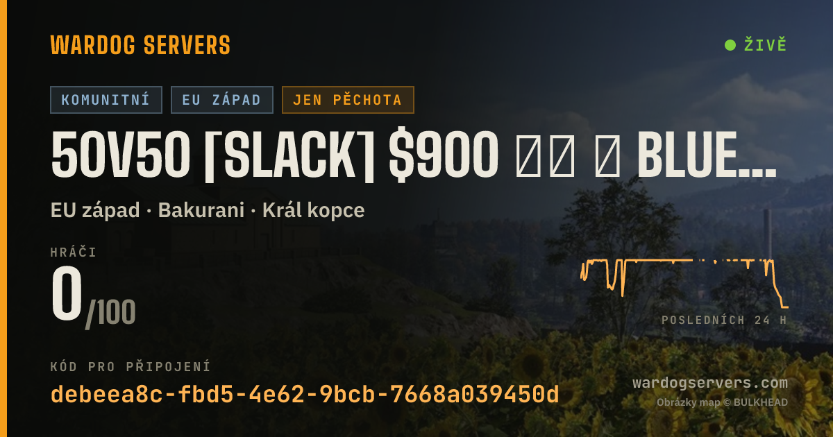Živý stavový banner serveru 50v50 [SLACK] $900 ⒽⓏ ★ BLUE🆅🆂GREEN ★ RAIN