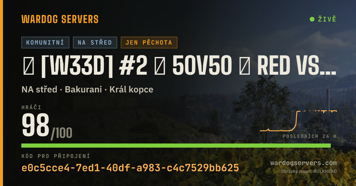 Živý stavový banner serveru ★ [W33D] #2 ★ 50v50 ★ RED vs GREEN ★ Wardogs.host