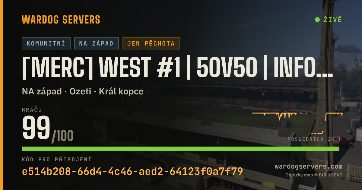 Živý stavový banner serveru [Merc] West #1 | 50v50 | InfOnly | Discord.gg/m3rc
