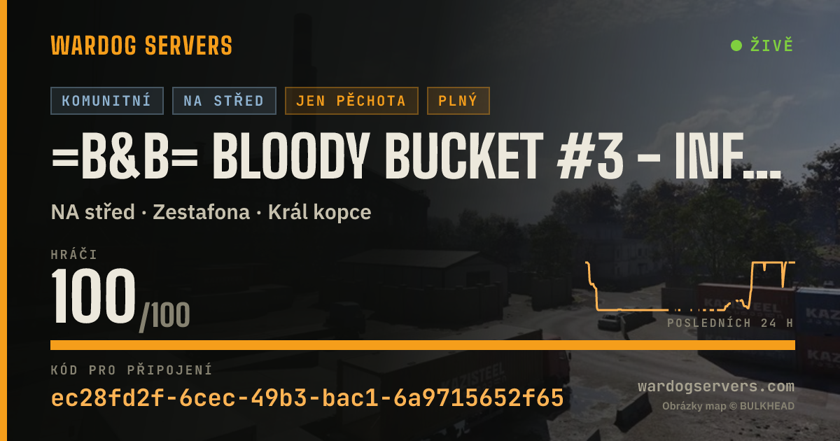 Živý stavový banner serveru =B&B= Bloody Bucket #3 - Infantry only No GL Heli - discord.gg/b