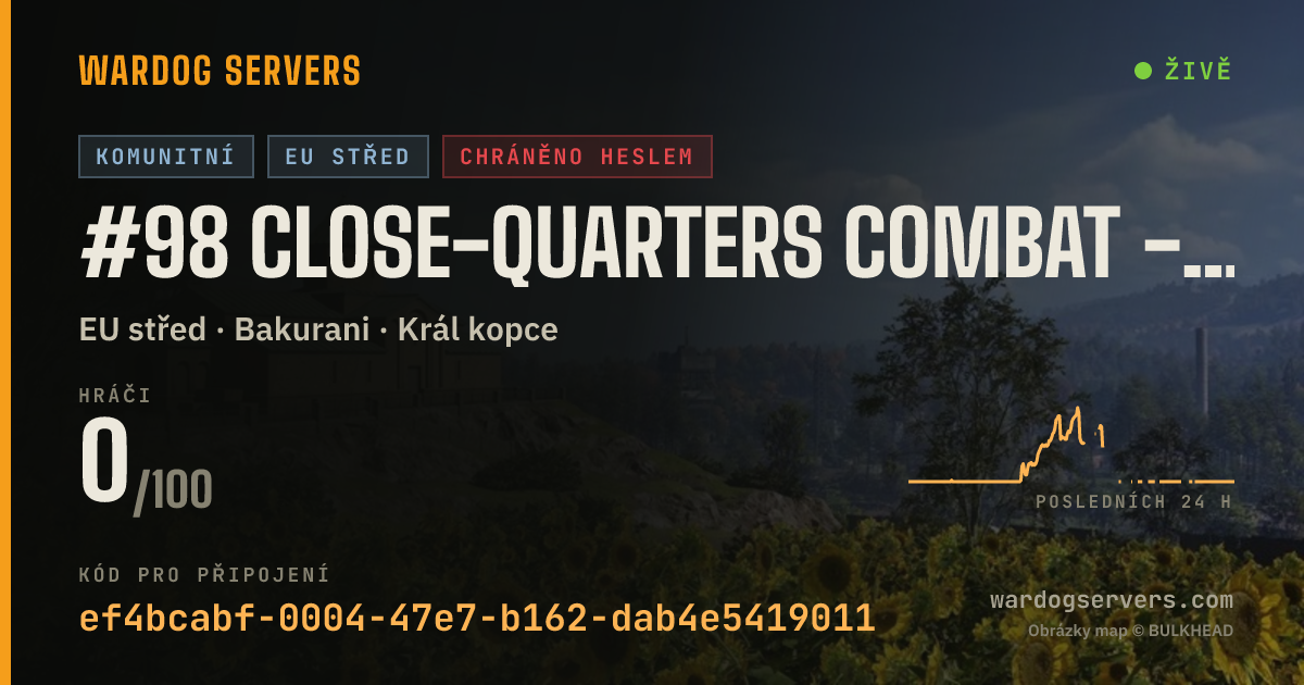Živý stavový banner serveru #98 Close-Quarters Combat - Free Fighting - European Server Infa