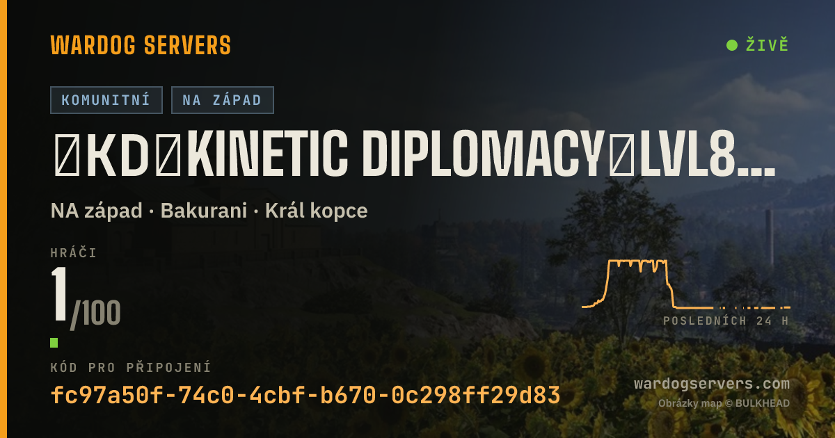 Živý stavový banner serveru ΞKDΞ Kinetic Diplomacy︱LVL85 MAX︱Free Vet/1st Responder PRIO Q
