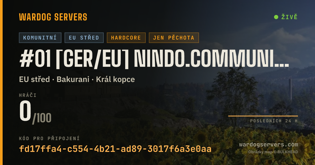 Živý stavový banner serveru #01 [GER/EU] Nindo.Community Server || INFANTRY + HARDCORE