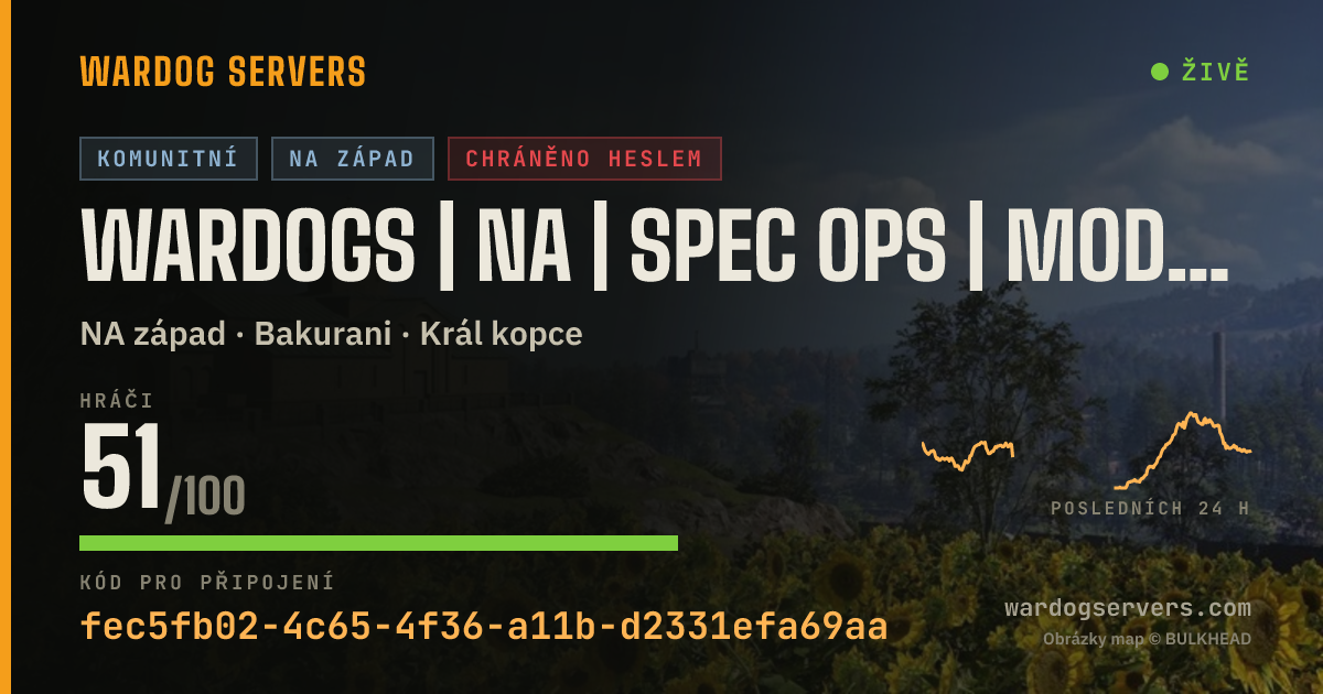 Živý stavový banner serveru Wardogs | NA | Spec Ops | Modded