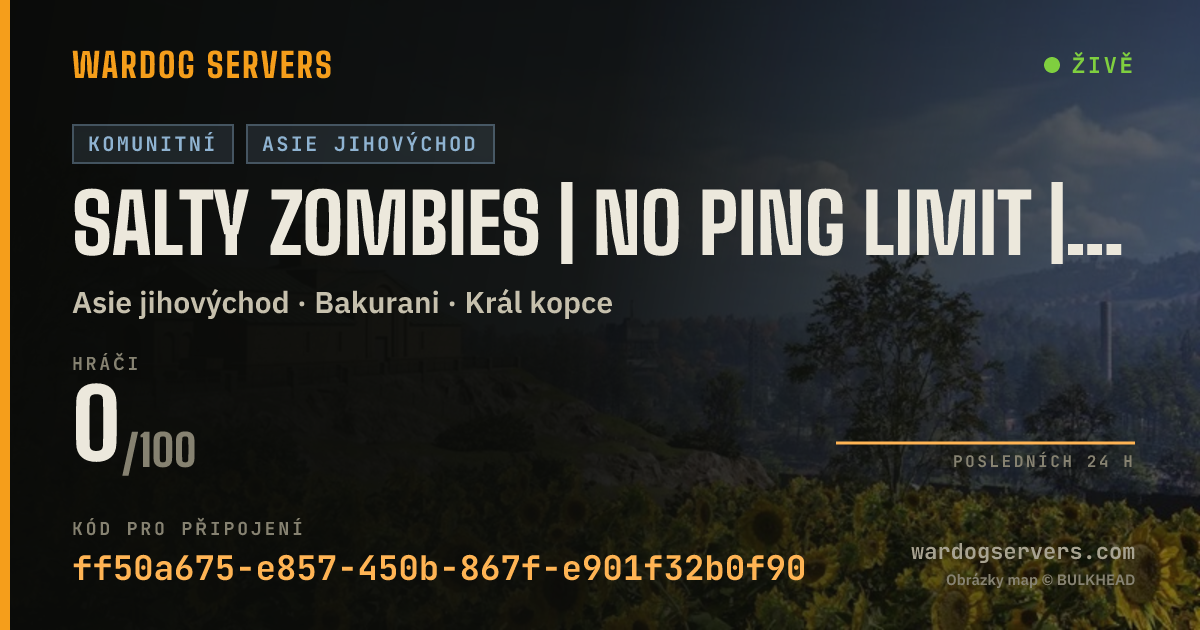 Živý stavový banner serveru SALTY ZOMBIES | NO PING LIMIT | ENGLISH | 24/7 ADMINS