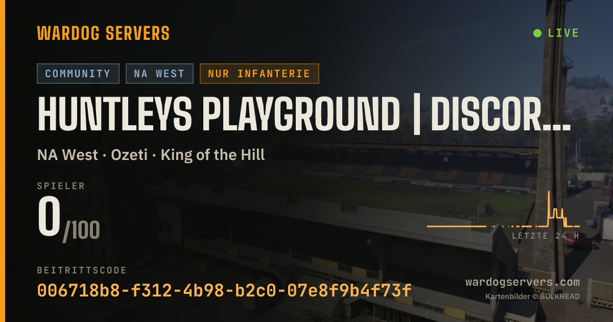 Live-Statusbanner für Huntleys Playground | discord.gg/RUVq8nheyy | Infantry Only