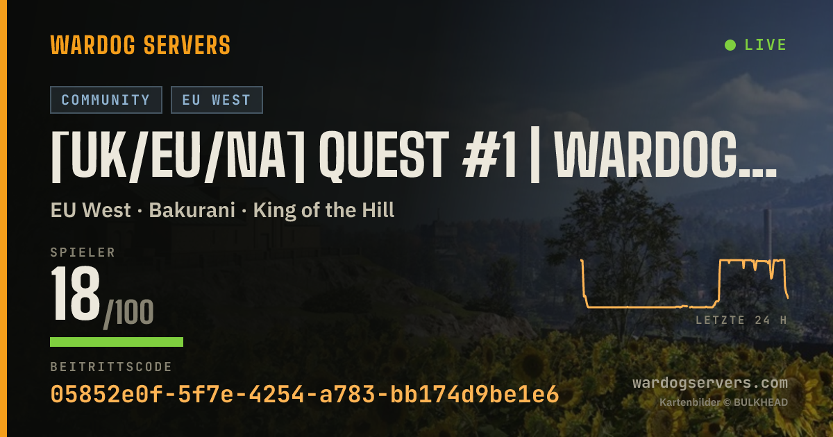 Live-Statusbanner für [UK/EU/NA] QUEST #1 | wardogs.gay