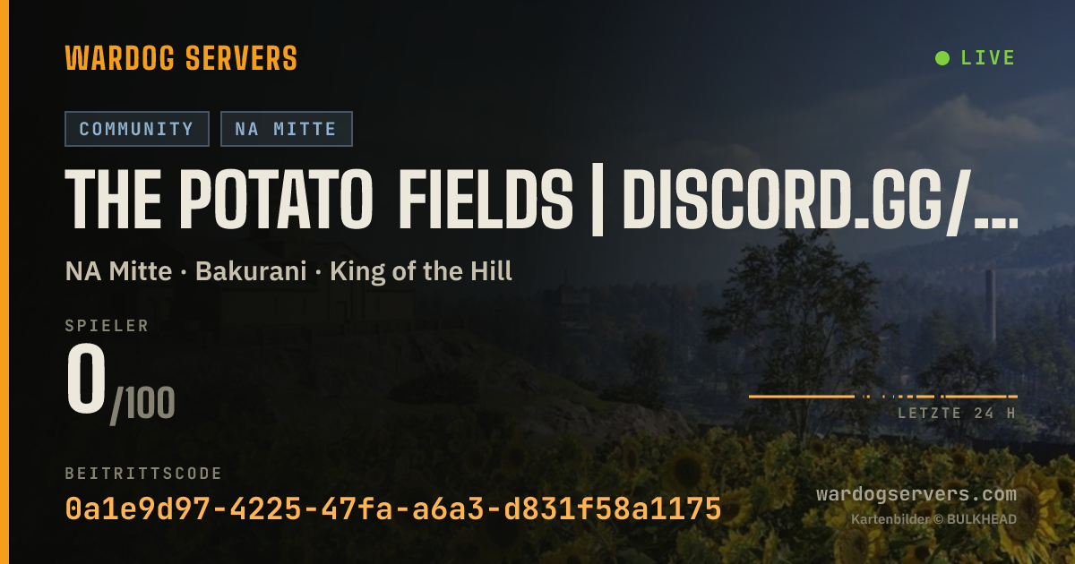 Live-Statusbanner für The Potato Fields | discord.gg/thepotatofields