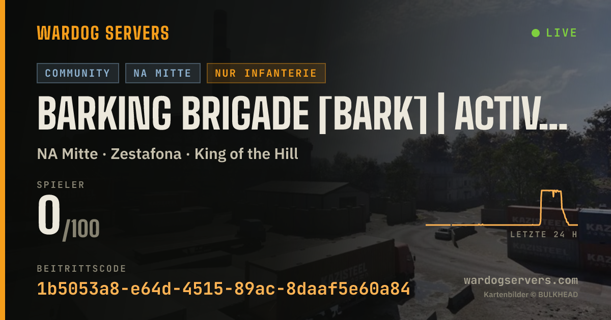 Live-Statusbanner für Barking Brigade [BARK] | Active Admins | Infantry Only