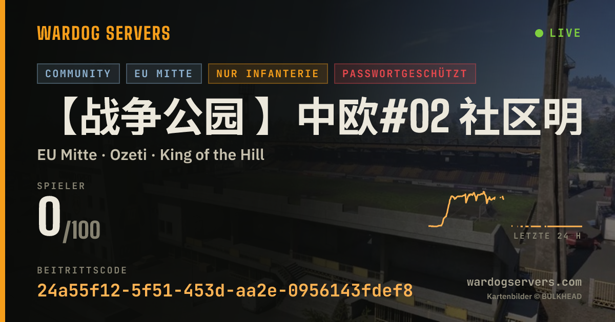Live-Statusbanner für 【战争公园 】中欧#02 社区明星服务器 认准唯一QQ群69778645