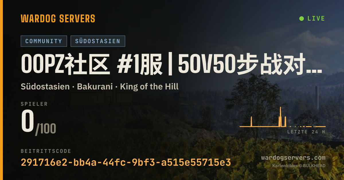Live-Statusbanner für 00PZ社区 #1服 | 50v50步战对抗 | 禁爆炸伤害载具 | Q群:935226363